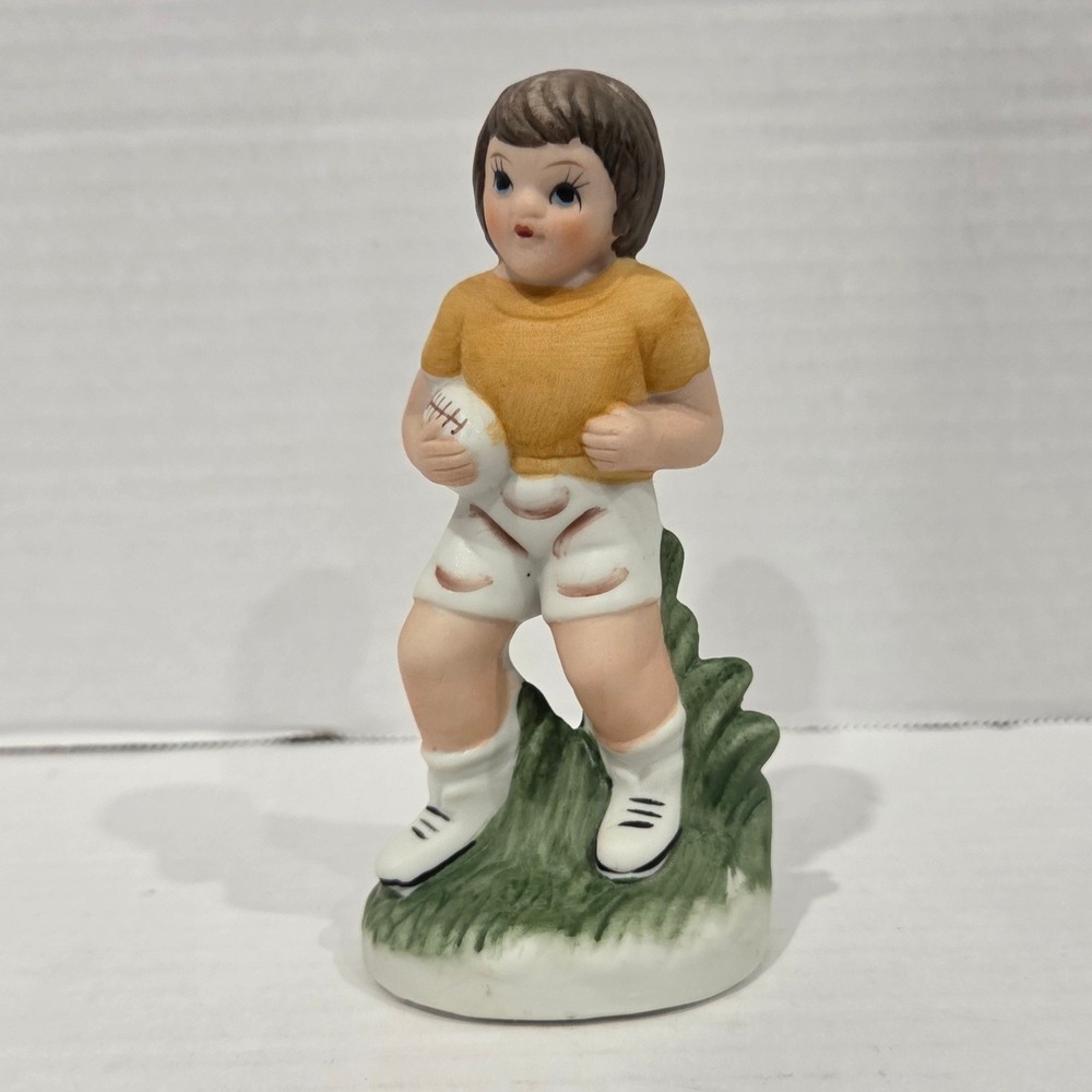 Vintage Ceramic Football Boy Figurine Split Shorts 4.75 Inch Tall